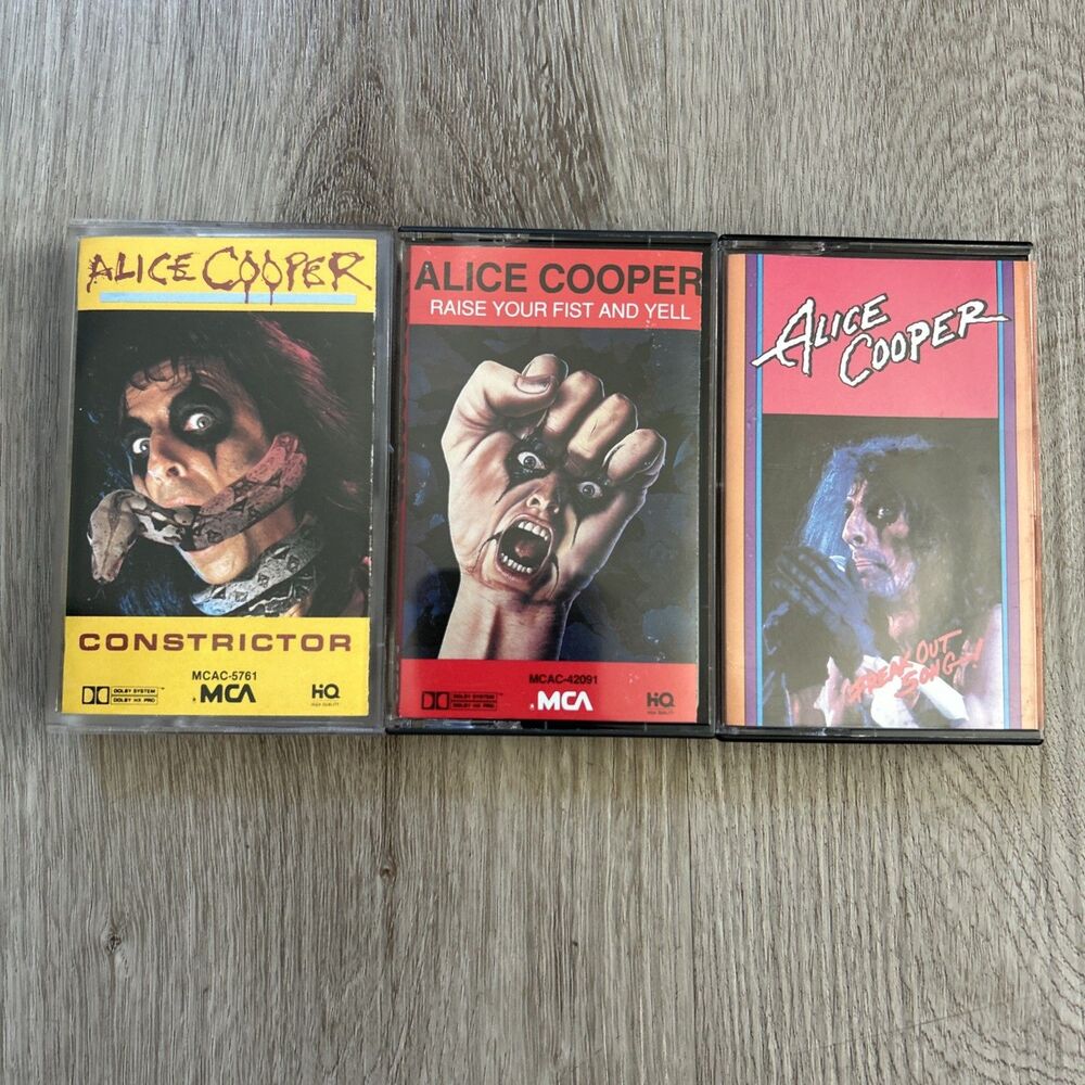 Alice Cooper Cassette Tape Lot of 3 Constrictor Raise Your Fist Freak Out Song